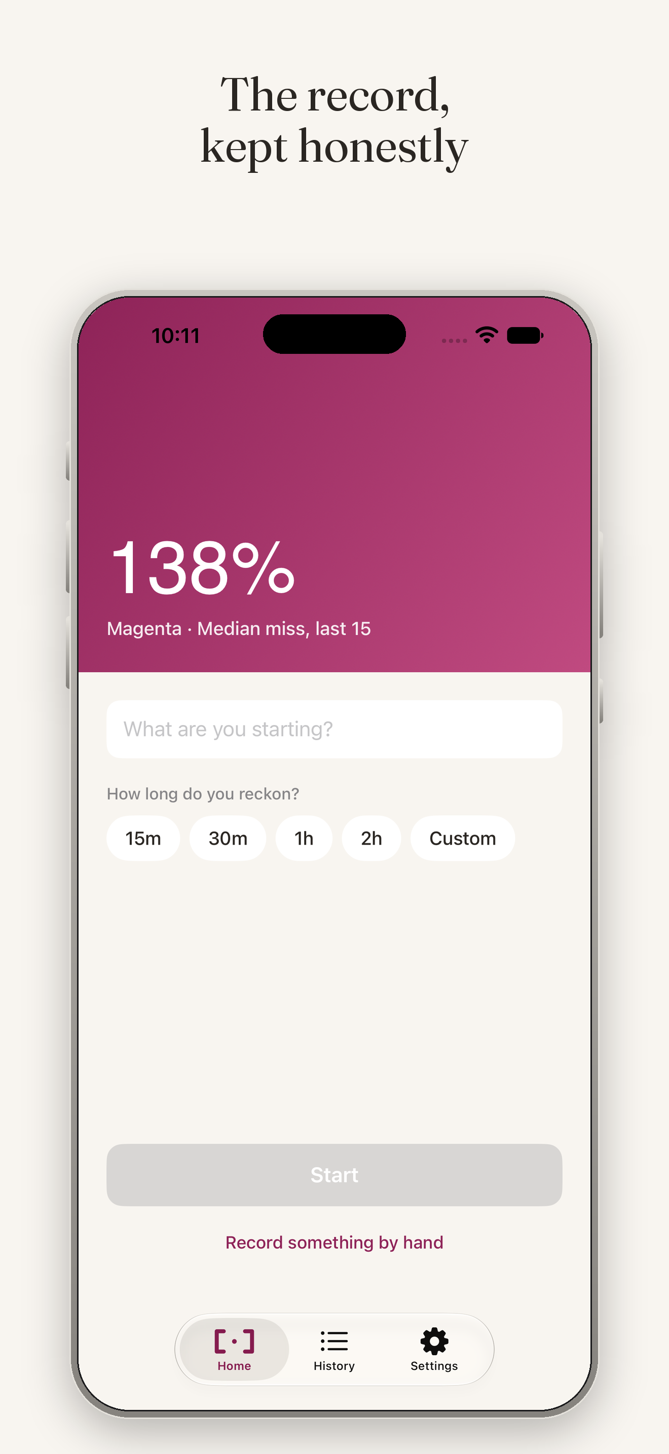 The home screen at the magenta stage